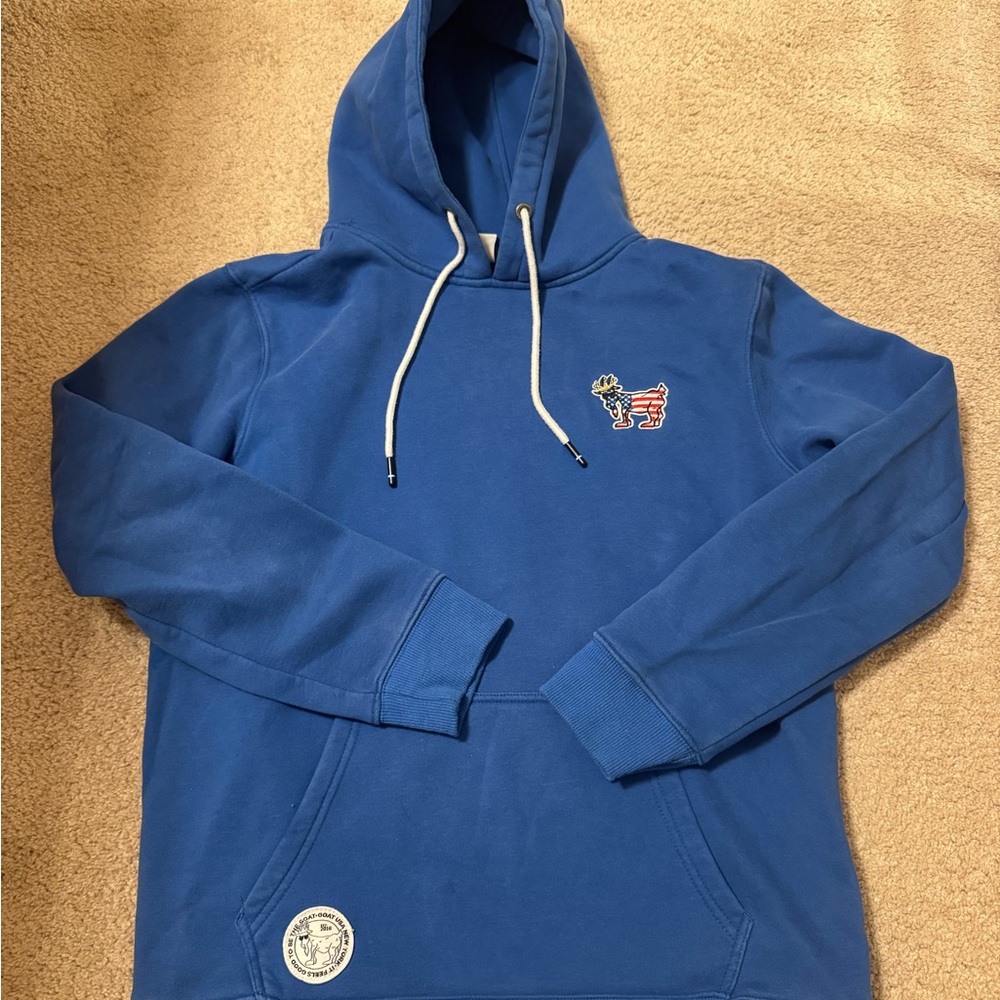 Classic Blue Hoodie with Embroidered Patch